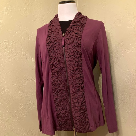 George Simonton Business Jacket with Sewn Ruffle and Zipper Size Large - Picture 2 of 6